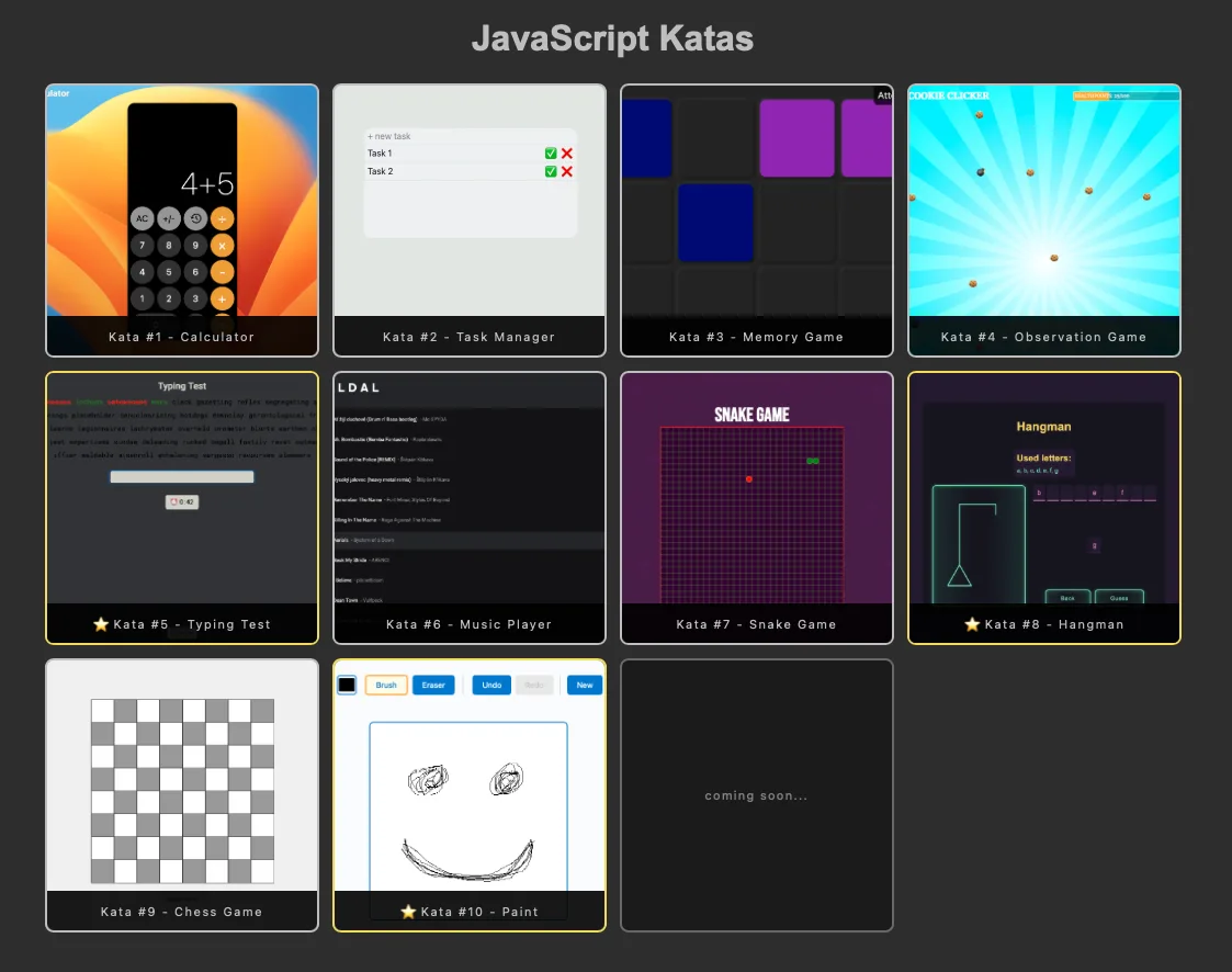 JavaScript Katas — JS project screenshot